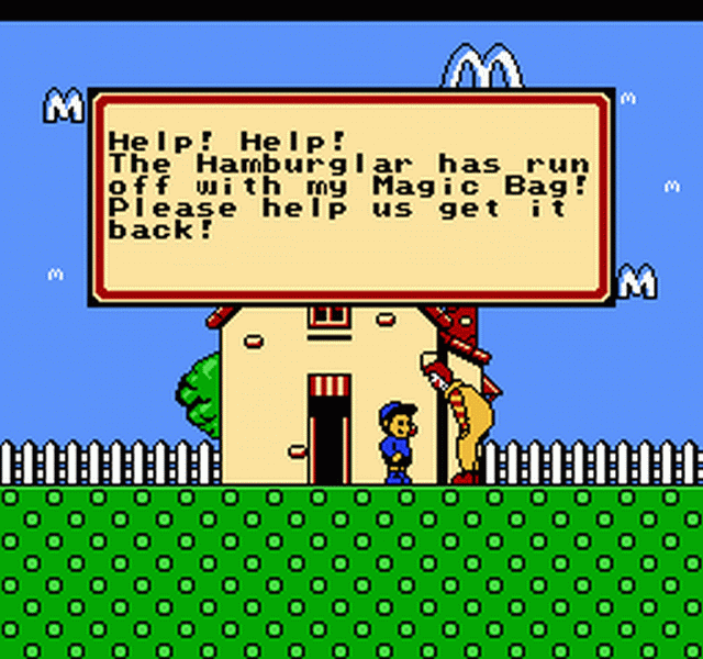 M.C. Kids (NES) screenshot: Meeting Ronald McDonald