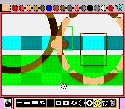 Mario Paint (SNES) screenshot: Lots of different shapes can be used