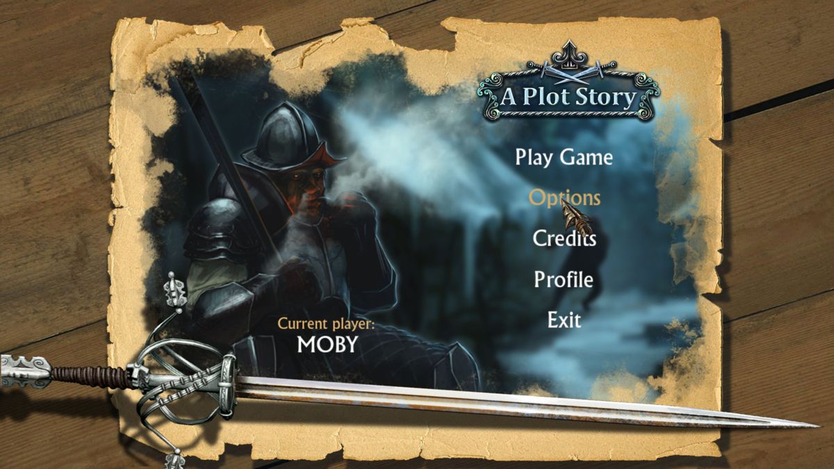 A Plot Story (Windows) screenshot: The main menu and title screen