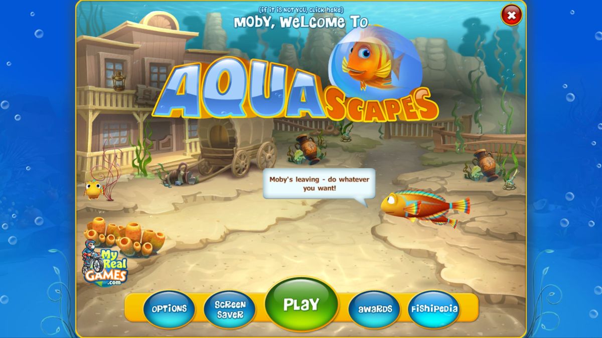 Aquascapes (Windows) screenshot: The main menu and title screen.
