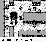 Booby Boys (Game Boy) screenshot: Turning the cave into a graveyard