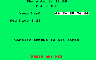 The Wild Bunch (Amstrad CPC) screenshot: Playing poker