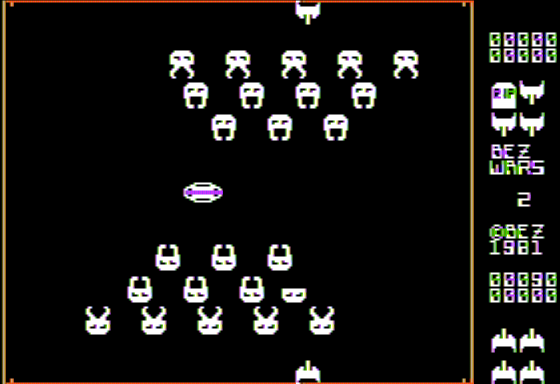 Bezwars (Apple II) screenshot: A Saucer Flys By