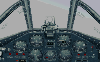 Aces of the Pacific: Expansion Disk - WWII: 1946 (DOS) screenshot: Flying through a cloud!