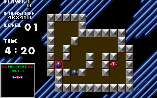 Atomix (DOS) screenshot: level one start