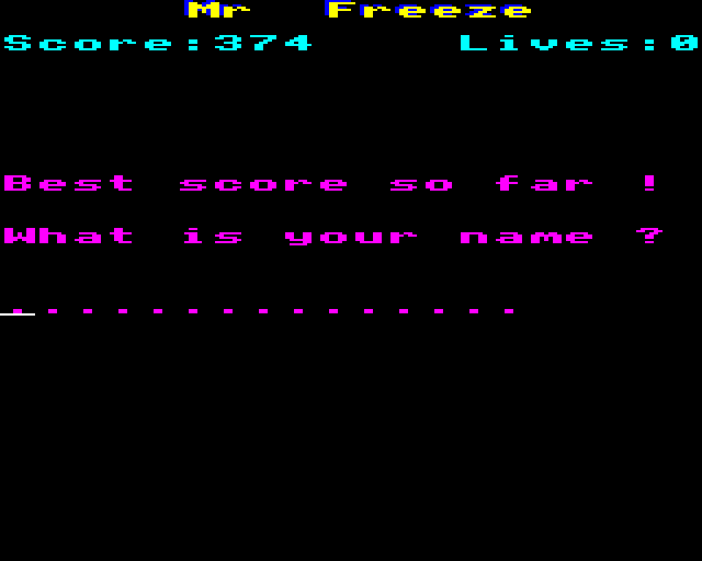 Mr Freeze (Electron) screenshot: High Scores