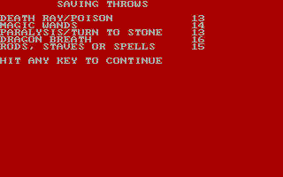 Dungeon Quest (DOS) screenshot: The game even has saving throws.