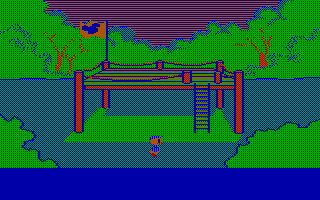 Donald Duck's Playground (PC Booter) screenshot: Hmm, the playground is rather empty still (CGA with RGB monitor)