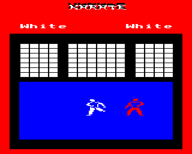 Karate Warrior (BBC Micro) screenshot: Throwing a Kick