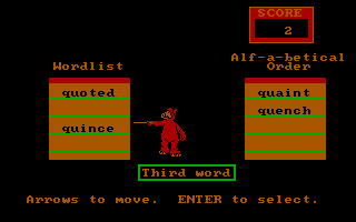 ALF's World of Words (DOS) screenshot: Alf-a-betical Order