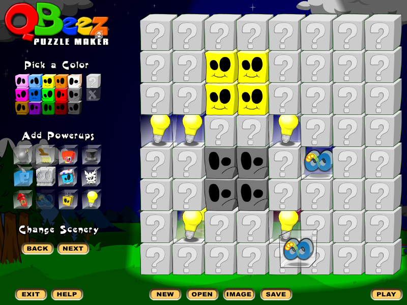 QBeez 2 (Windows) screenshot: Designing a puzzle