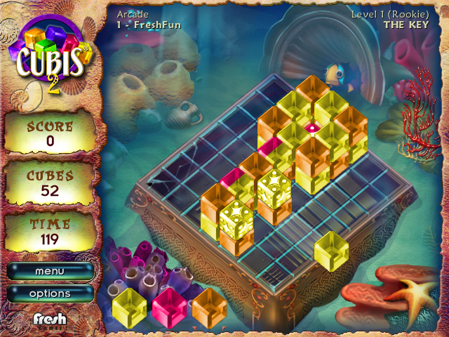 Cubis 2 (Windows) screenshot: Level 1 in arcade mode