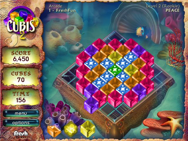 Cubis 2 (Windows) screenshot: Level 2 in arcade mode