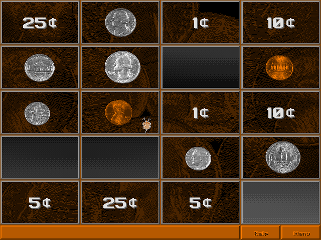 Animated Money (DOS) screenshot: Coin Identification (unregistered shareware version)