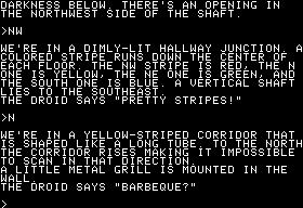 Cyborg (Apple II) screenshot: I am unpleasantly reminded of Planetfall.