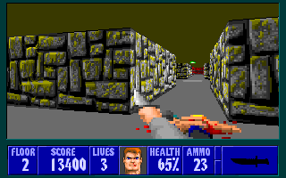 Spear of Destiny (DOS) screenshot: Using knife at short distance attacks.