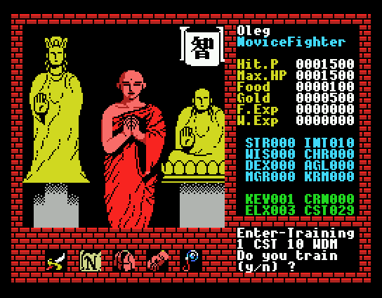 Xanadu: Dragon Slayer II (MSX) screenshot: Is this guy Buddhist?