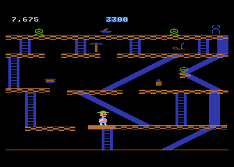 Miner 2049er (Atari 8-bit) screenshot: Second Screen, with chutes