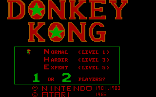 Donkey Kong (PC Booter) screenshot: Title Screen