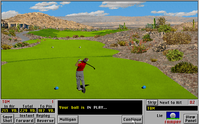 Links: Championship Course - Bighorn (DOS) screenshot: ball in play - Links 386 SVGA