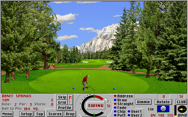 Links: Championship Course - Banff Springs (DOS) screenshot: hole 2 - Links 386 SVGA