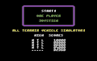 ATV Simulator (Commodore 64) screenshot: Menu