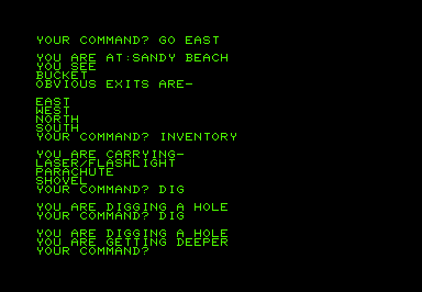 Circle World (Commodore PET/CBM) screenshot: One try isn't enough. The more digging you do, the further down you can reach.