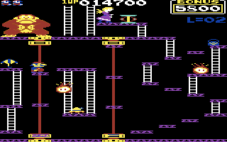 Donkey Kong (Commodore 64) screenshot: Lots of little platforms (US version)