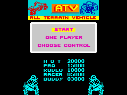 ATV Simulator (ZX Spectrum) screenshot: Menu