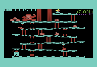 Donkey Kong (VIC-20) screenshot: Make your way up the platforms