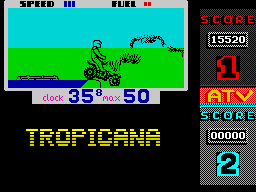 ATV Simulator (ZX Spectrum) screenshot: Water obstacle just completed