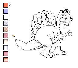 Color a Dinosaur (NES) screenshot: An uncolored dinosaur