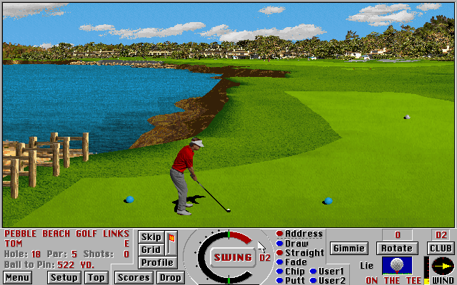 Links: Championship Course - Pebble Beach (DOS) screenshot: The famous hole 18 - Links 386 SVGA