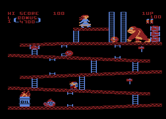 Donkey Kong (Atari 8-bit) screenshot: Screen 1