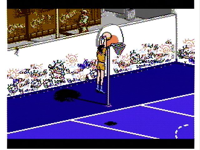 Hoops (NES) screenshot: A slam dunk!