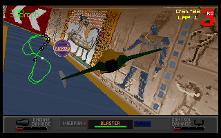 Slipstream 5000 (DOS) screenshot: Racing in the Egyptian art