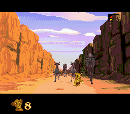 The Lion King (Genesis) screenshot: Racing level