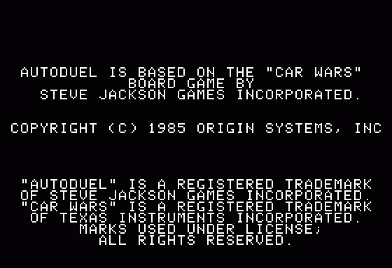 AutoDuel (Apple II) screenshot: Copyright
