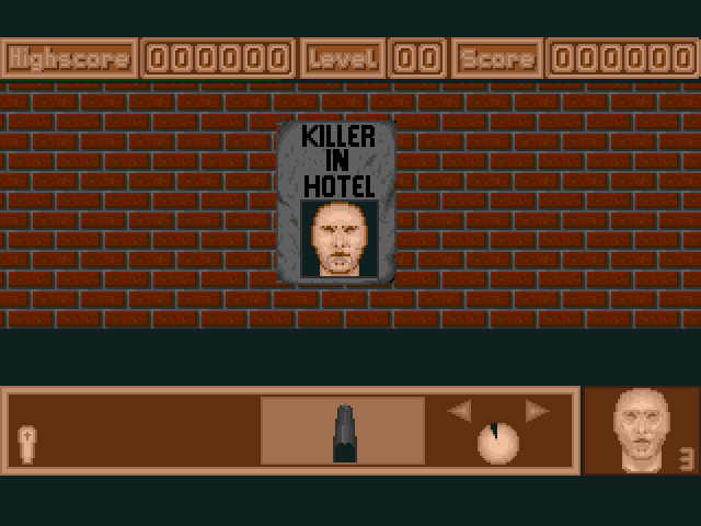 Hotel Detective (Amiga) screenshot: When you shoot a good guy you lose a life