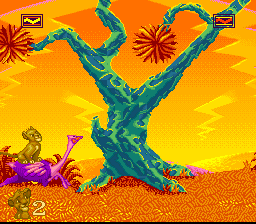 The Lion King (SNES) screenshot: Riding an ostrich