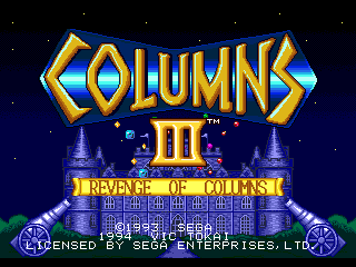Columns III: Revenge of Columns (Genesis) screenshot: Title screen