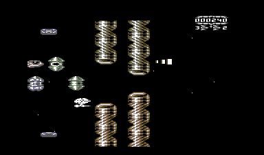 Lions of the Universe (Commodore 64) screenshot: Power-ups to collect