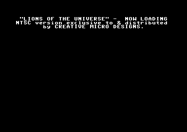 Lions of the Universe (Commodore 64) screenshot: US release information