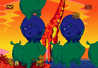 The Lion King (Genesis) screenshot: The African fauna at its best