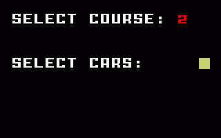 Auto Racing (Intellivision) screenshot: Course/Cars Select