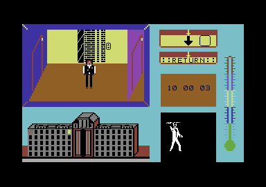 A View to a Kill: The Computer Game (Commodore 64) screenshot: City Hall