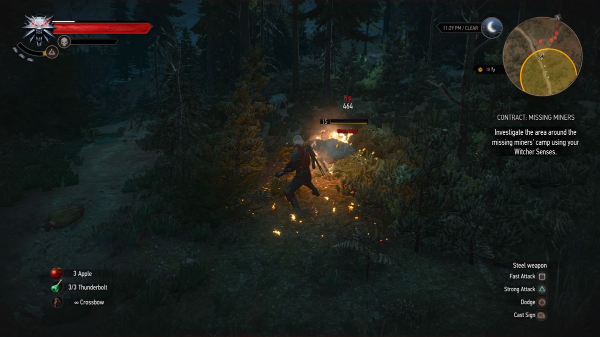 The Witcher 3: Wild Hunt - New Quest: "Contract: Missing Miners" (PlayStation 4) screenshot: Ran into a pack of wolves, but they're not responsible for the miners