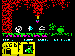 Little Puff in Dragonland (ZX Spectrum) screenshot: All of these objects are really needless
