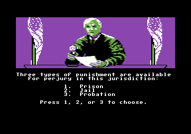 Crime and Punishment (Commodore 64) screenshot: Your options
