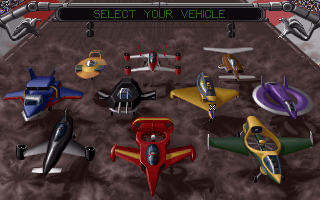 Slipstream 5000 (DOS) screenshot: Select a vehicle